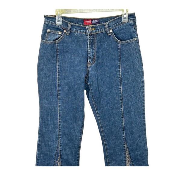 Rare Vintage Younique Y2K Embellished Velvet Flare Jeans | Low Rise | Size 13 - Picture 8 of 16